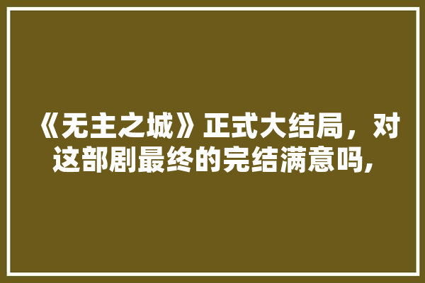 《无主之城》正式大结局，对这部剧最终的完结满意吗,人工智能江永红