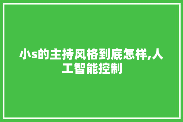小s的主持风格到底怎样,人工智能控制