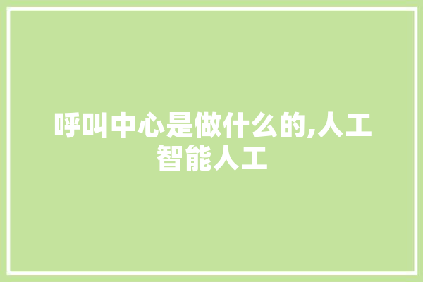 呼叫中心是做什么的,人工智能人工