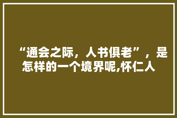 “通会之际，人书俱老”，是怎样的一个境界呢,怀仁人工智能培训班 AI快讯