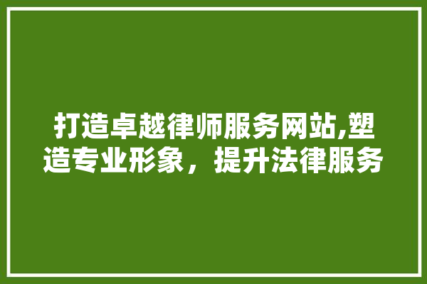 打造卓越律师服务网站,塑造专业形象，提升法律服务体验
