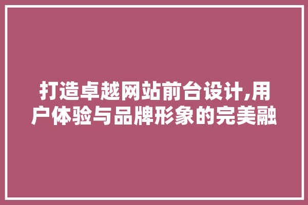 打造卓越网站前台设计,用户体验与品牌形象的完美融合