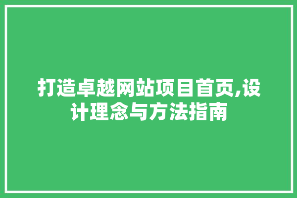 打造卓越网站项目首页,设计理念与方法指南