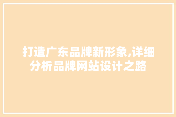 打造广东品牌新形象,详细分析品牌网站设计之路