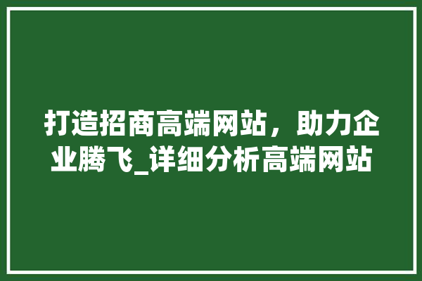 打造招商高端网站，助力企业腾飞_详细分析高端网站设计的关键要素