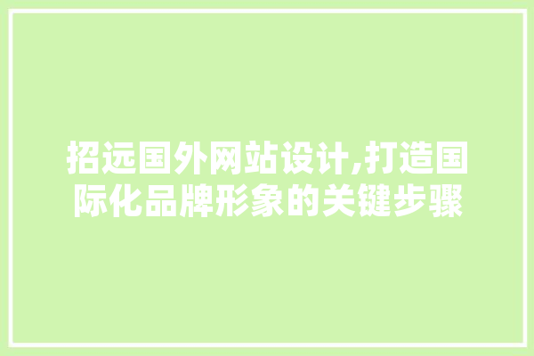 招远国外网站设计,打造国际化品牌形象的关键步骤