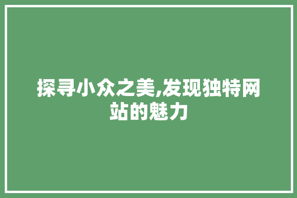 探寻小众之美,发现独特网站的魅力 云服务