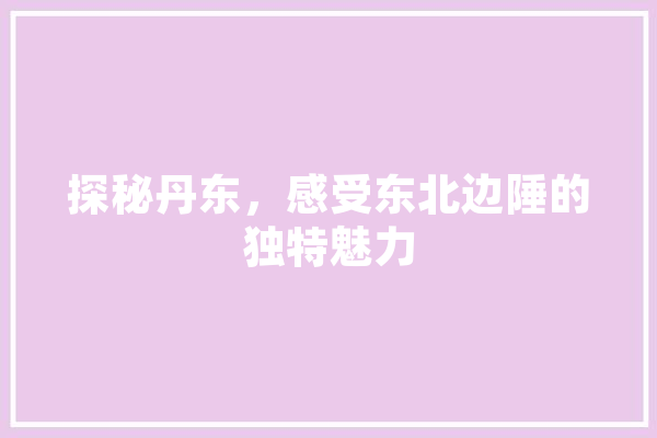 探秘丹东，感受东北边陲的独特魅力 智能写作