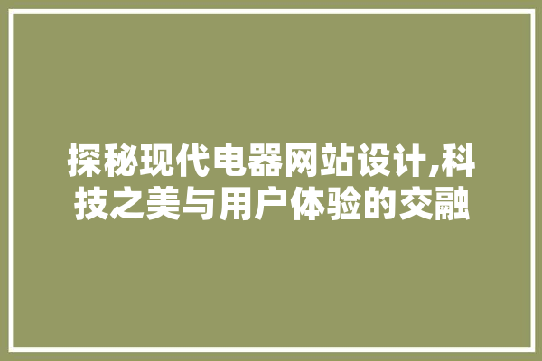 探秘现代电器网站设计,科技之美与用户体验的交融