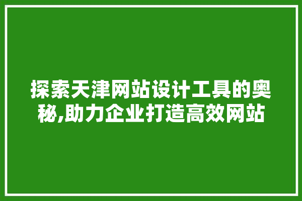 探索天津网站设计工具的奥秘,助力企业打造高效网站 计算机