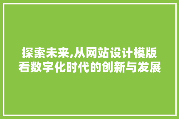 探索未来,从网站设计模版看数字化时代的创新与发展