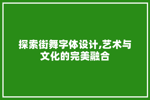 探索街舞字体设计,艺术与文化的完美融合