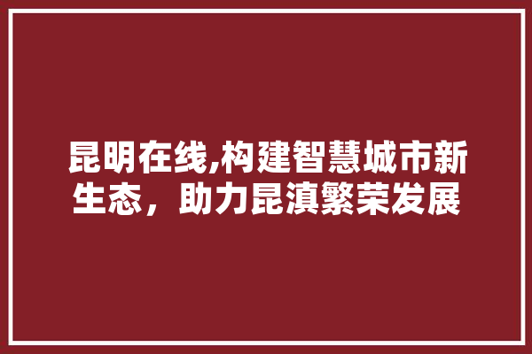 昆明在线,构建智慧城市新生态，助力昆滇繁荣发展