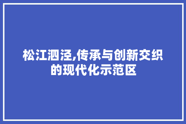 松江泗泾,传承与创新交织的现代化示范区