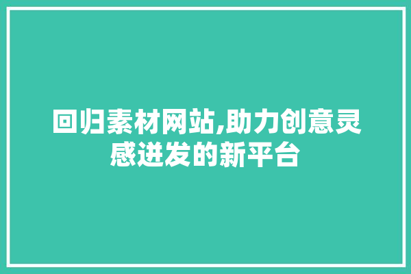回归素材网站,助力创意灵感迸发的新平台