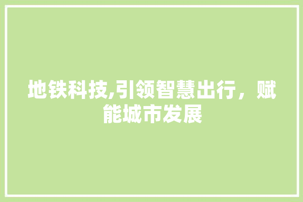 地铁科技,引领智慧出行，赋能城市发展