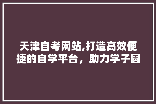 天津自考网站,打造高效便捷的自学平台，助力学子圆梦未来