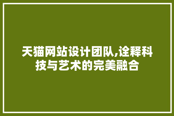 天猫网站设计团队,诠释科技与艺术的完美融合