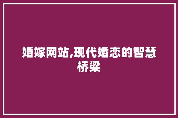 婚嫁网站,现代婚恋的智慧桥梁