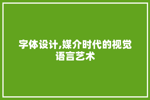 字体设计,媒介时代的视觉语言艺术 绘影字幕