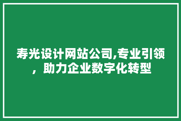 寿光设计网站公司,专业引领，助力企业数字化转型