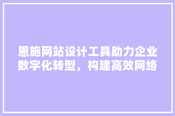 恩施网站设计工具助力企业数字化转型，构建高效网络营销平台