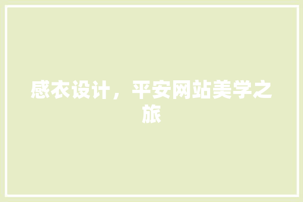感衣设计，平安网站美学之旅