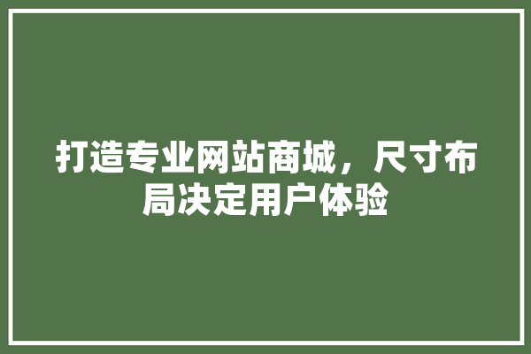 打造专业网站商城，尺寸布局决定用户体验