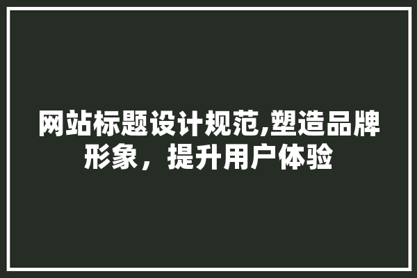网站标题设计规范,塑造品牌形象，提升用户体验