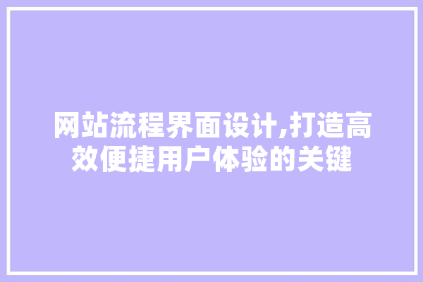网站流程界面设计,打造高效便捷用户体验的关键