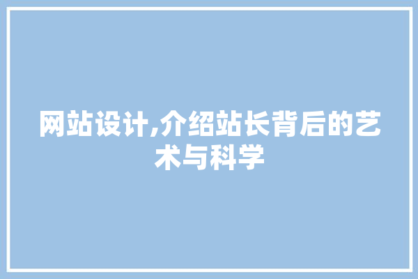 网站设计,介绍站长背后的艺术与科学 绘影字幕