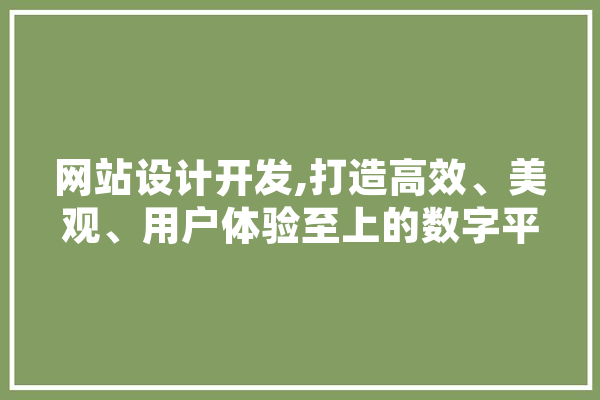网站设计开发,打造高效、美观、用户体验至上的数字平台 智能写作