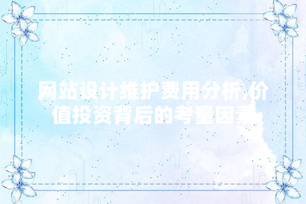 网站设计维护费用分析,价值投资背后的考量因素