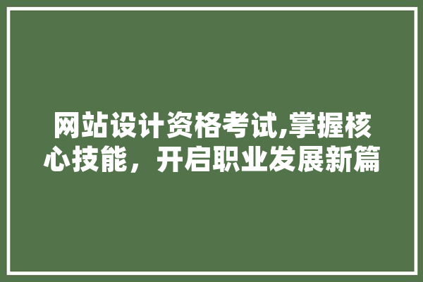 网站设计资格考试,掌握核心技能，开启职业发展新篇章 计算机