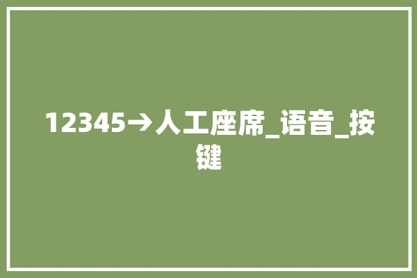 12345→人工座席_语音_按键 科技快讯