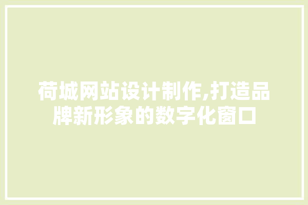荷城网站设计制作,打造品牌新形象的数字化窗口