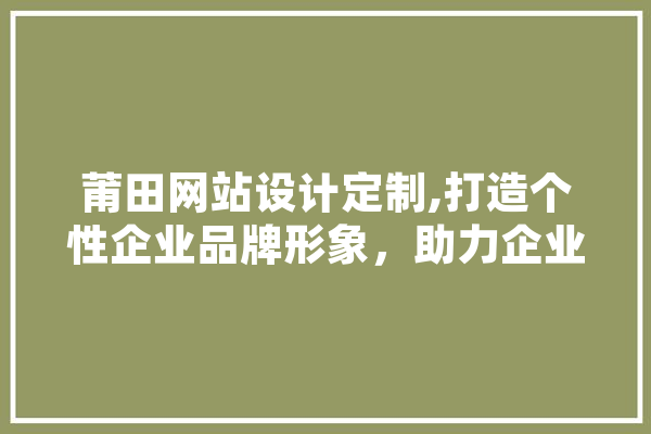 莆田网站设计定制,打造个性企业品牌形象，助力企业腾飞