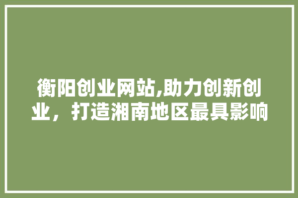 衡阳创业网站,助力创新创业，打造湘南地区最具影响力的创业平台