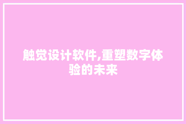 触觉设计软件,重塑数字体验的未来 智能写作