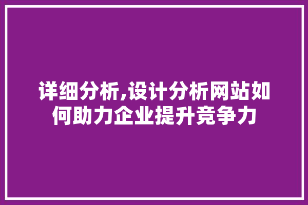 详细分析,设计分析网站如何助力企业提升竞争力 文字写作
