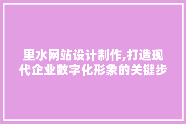 里水网站设计制作,打造现代企业数字化形象的关键步骤