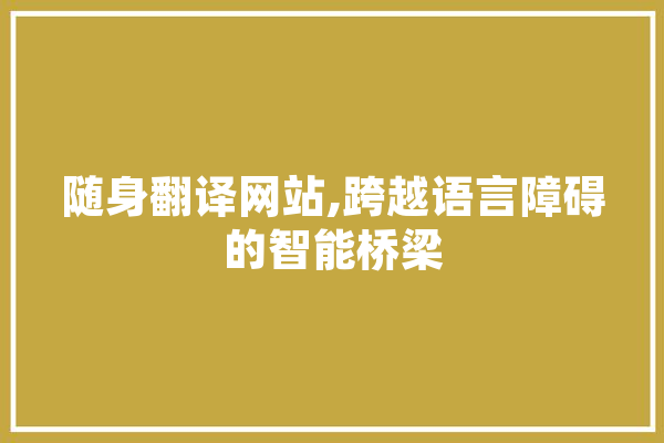 随身翻译网站,跨越语言障碍的智能桥梁