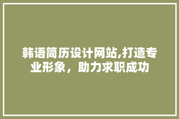 韩语简历设计网站,打造专业形象，助力求职成功