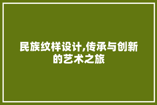 民族纹样设计,传承与创新的艺术之旅