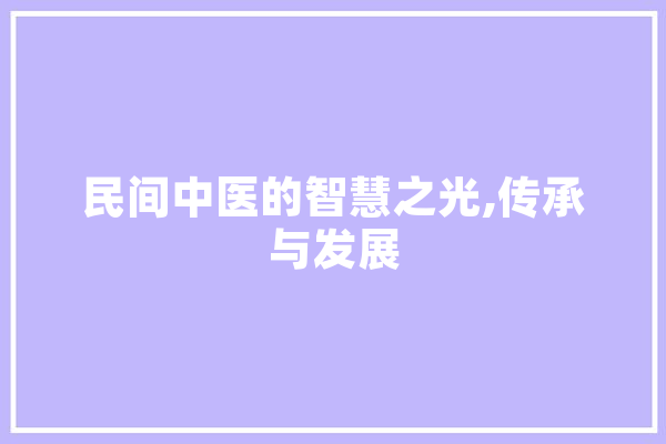 民间中医的智慧之光,传承与发展