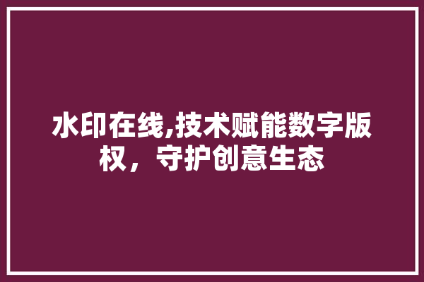 水印在线,技术赋能数字版权，守护创意生态