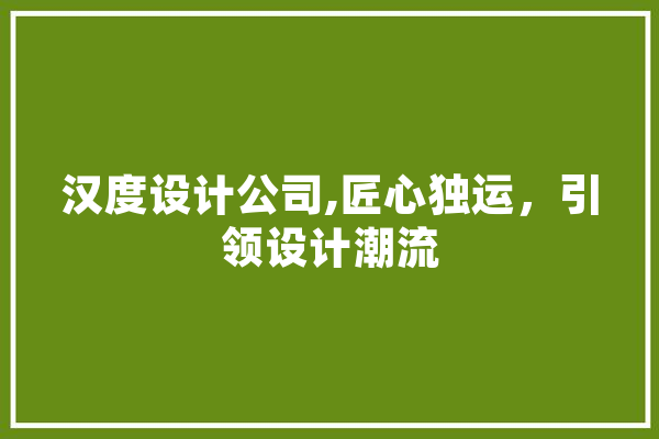 汉度设计公司,匠心独运，引领设计潮流