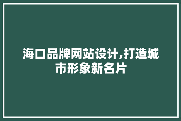 海口品牌网站设计,打造城市形象新名片