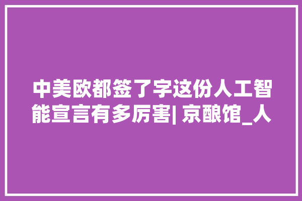 中美欧都签了字这份人工智能宣言有多厉害| 京酿馆_人工智能_峰会