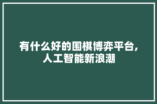 有什么好的围棋博弈平台,人工智能新浪潮